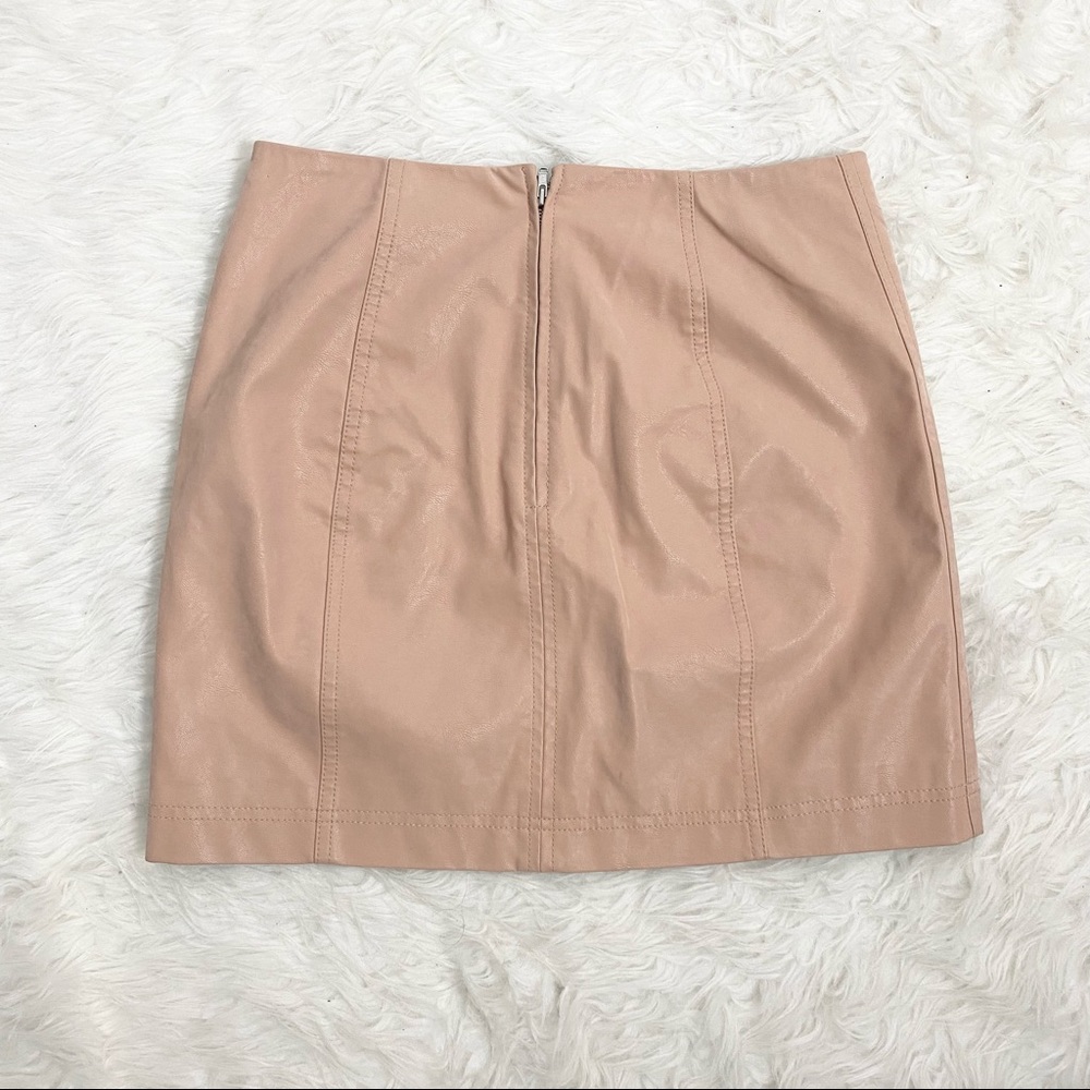FREE PEOPLE Blush Pink Faux Leather Mini Skirt - Picture 2 of 6